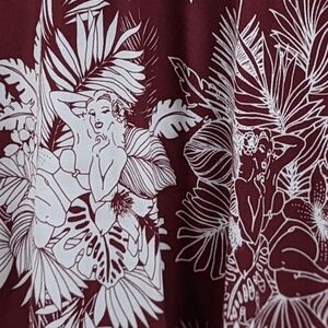 Lord & Taylor 424 Fifth Women's Red White Tropical Plants Size 2 Midi Skirt